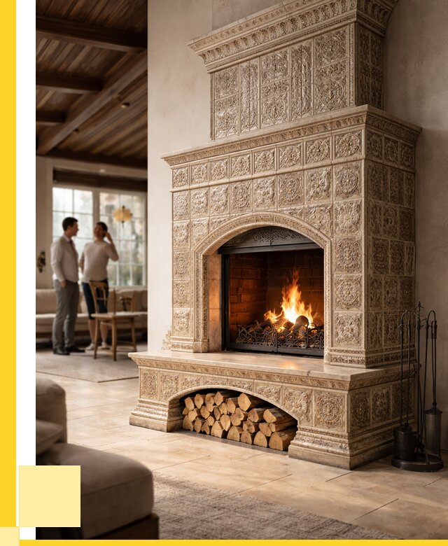 Купить изразцовый камин в Магадане от 255575 р. | ЭриданМгд