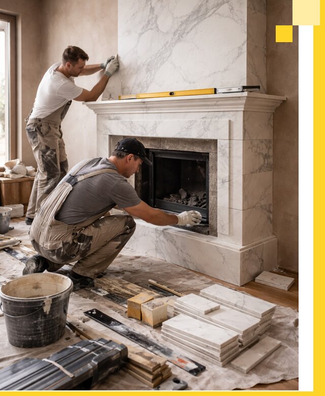 Отделка каминов в Магадане качественные облицовочные работы