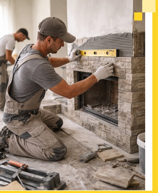 Облицовка каминов в Магадане, монтаж и отделка натуральным камнем