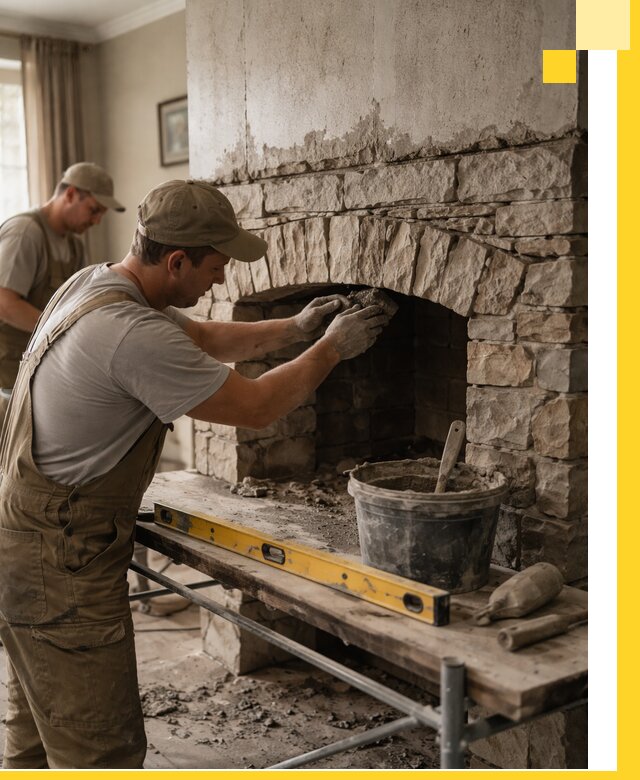 Изготовление каминов под ключ в Магадане, монтаж и отделка