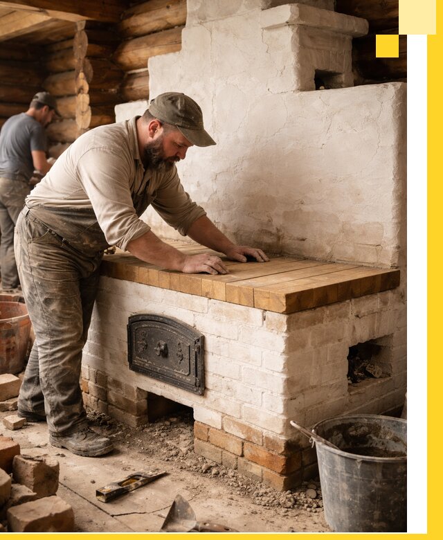 Проектирование и установка русской печи с лежанкой в Магадане