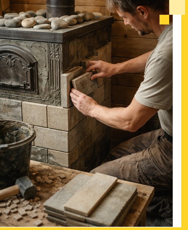 Облицовка банных печей в Магадане профессиональная отделка