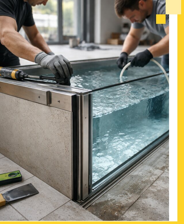 Проектирование и монтаж стеклянных бассейнов в Магадане