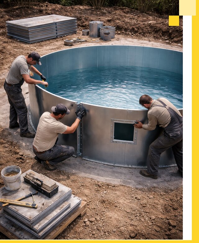 Круглые бассейны под ключ в Магадане проектирование и монтаж