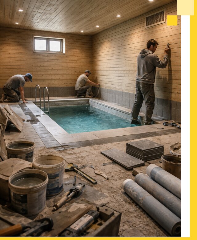 Строительство бани с бассейном и сауной под ключ в Магадане