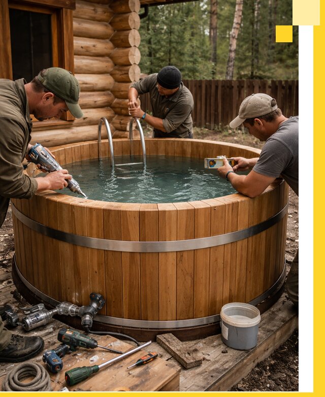 Строительство бань с купелью под ключ и отделкой в Магадане