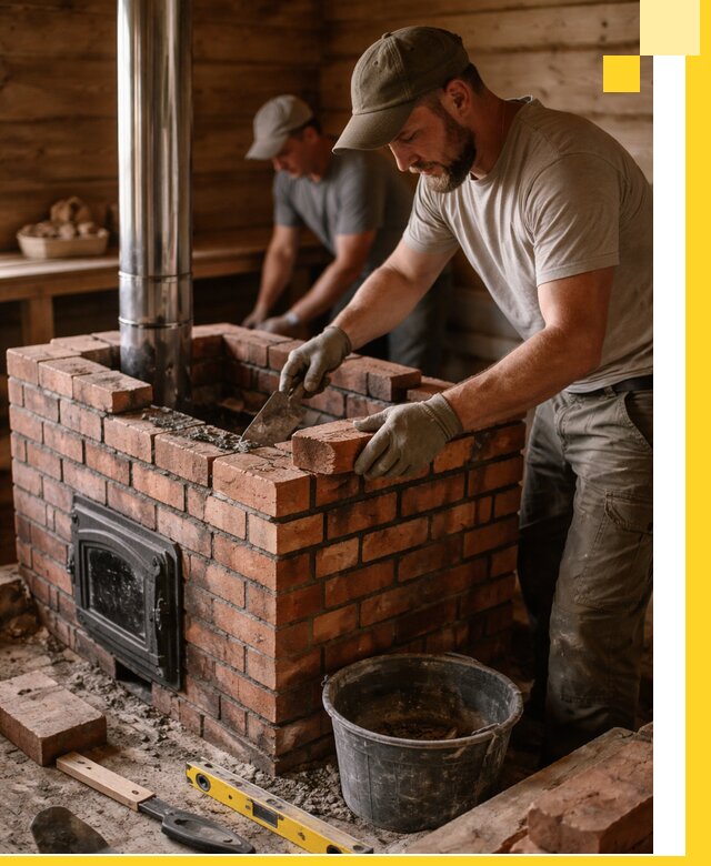 Кирпичные печи для бани под ключ в Магадане, проект и монтаж