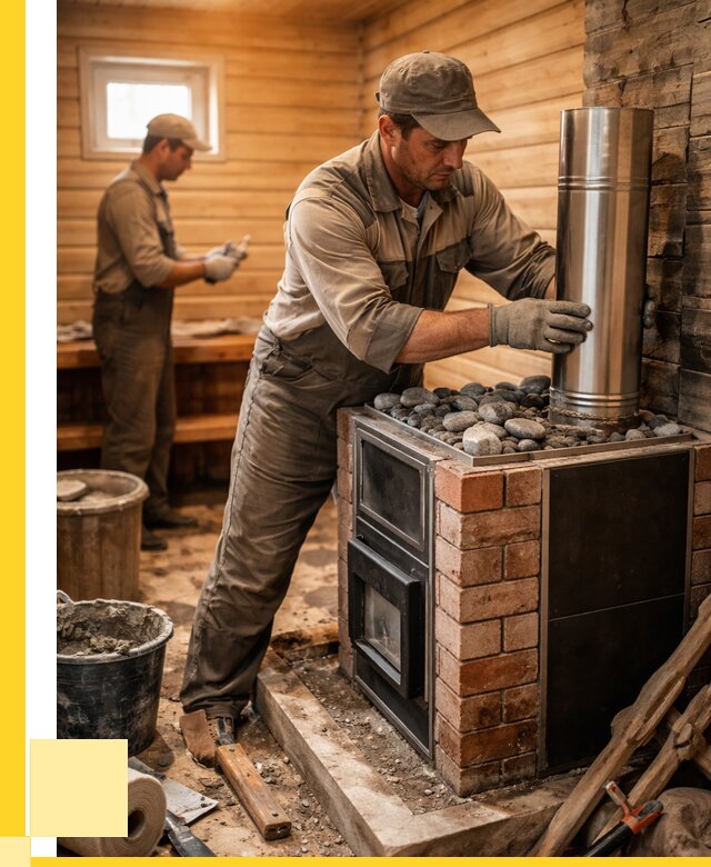 Монтаж печи в бане под ключ в Магадане от 20446 р. | ЭриданМгд