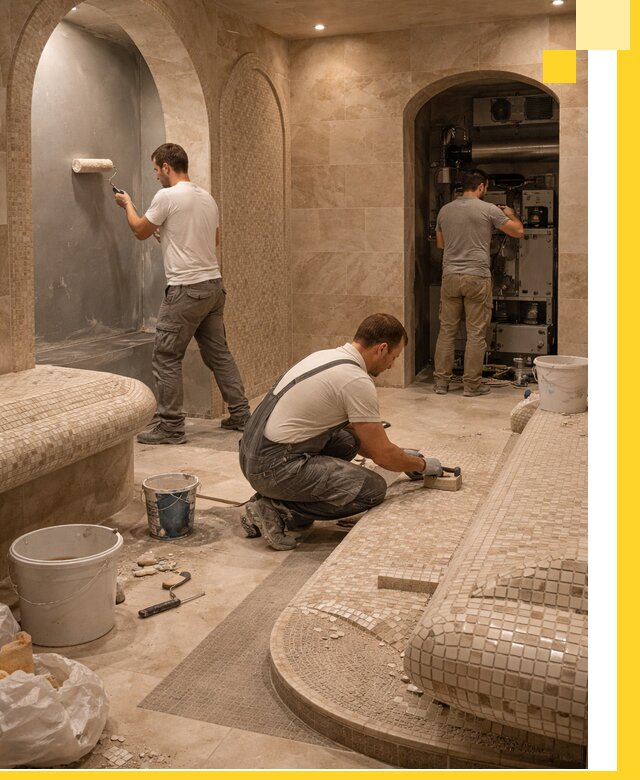 Строительство бани с хамамом и бассейном под ключ в Магадане