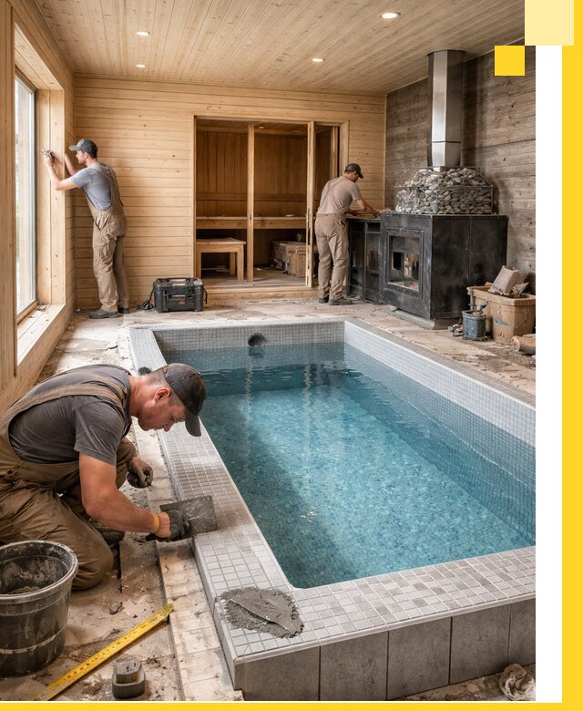 Проект бани с бассейном и сауной в Магадане под ключ