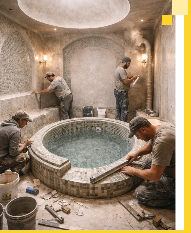 Профессиональное строительство хамама с бассейном в Магадане под ключ