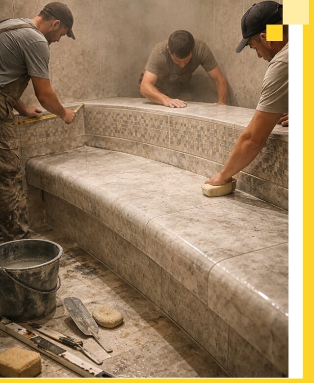 Изготовление и установка сидений для хамама в Магадане