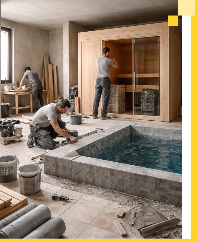 SPA зоны под ключ с бассейном сауной и печью в Магадане